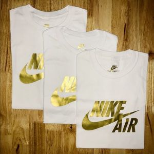 nike T-shirt white & gold.